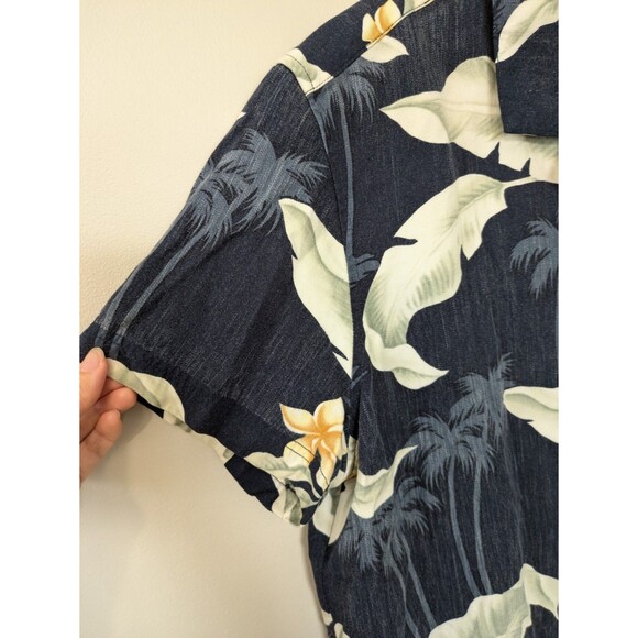 Island Traders Women's Hawaiian Shirt Button Down Blue White Floral Aloha Large - Picture 3 of 10